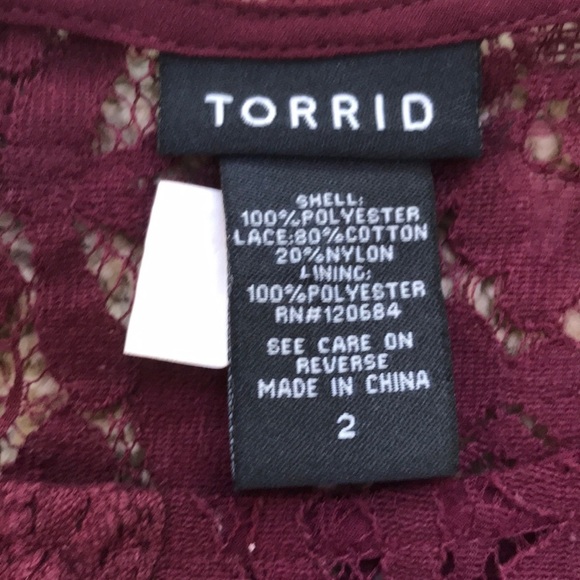 TORRID size 2X dark wine lace long sleeve top - Picture 4 of 9